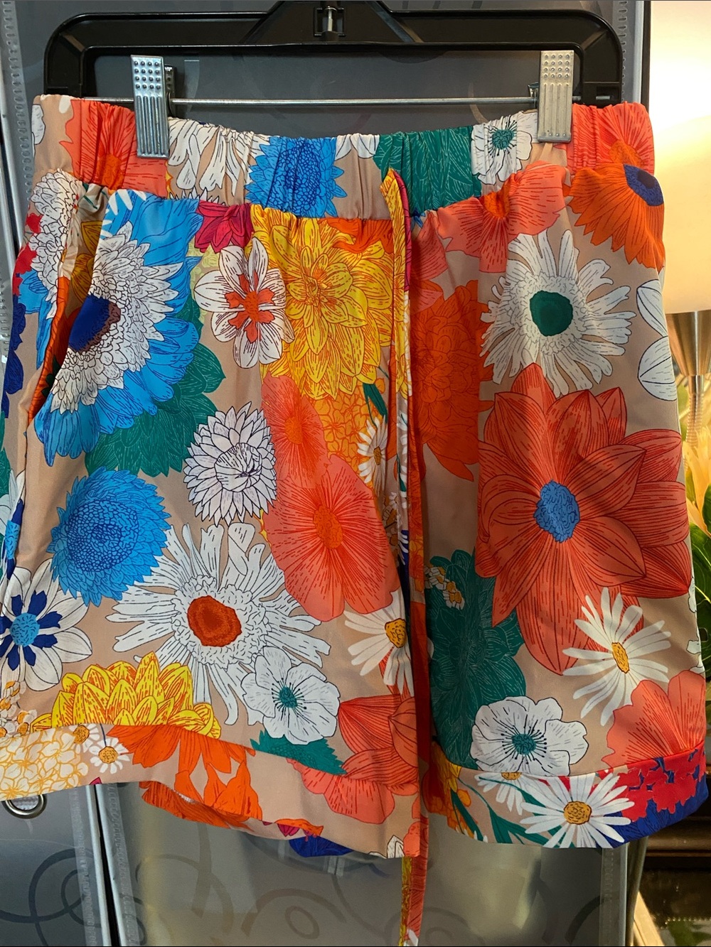 NWOT, Vibrant Floral Button-Up Top with Matching Shorts - Picture 3 of 3